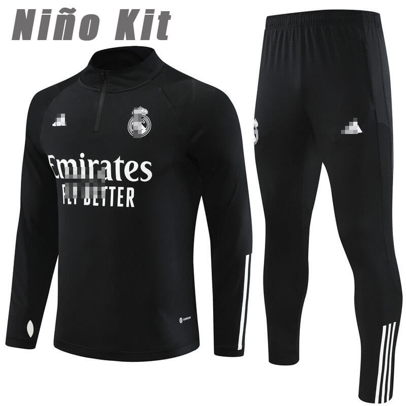 Sudadera Entrenamiento Real Madrid 2023/2024 Niño Kit Negro